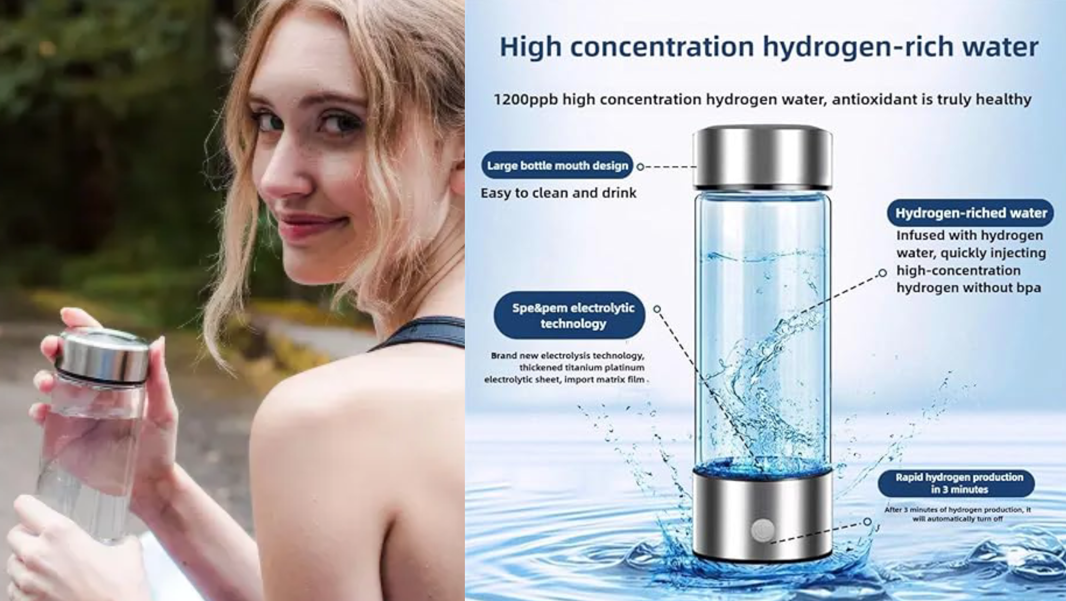 showing benefit of H2Next Hydrogen Water Bottle